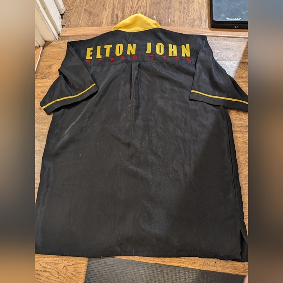 Vintage Y2K Bravado ELTON JOHN Live World Tour Button Black Shirt Adult Large - Picture 2 of 7